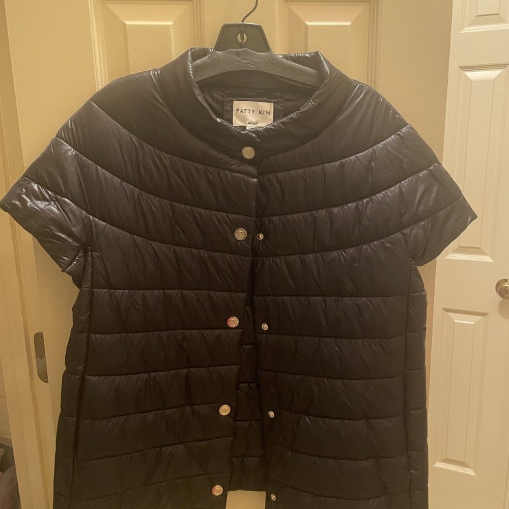 Patty Kim Audrey Puffer Short Sleeve Jacket - Black - Size L
